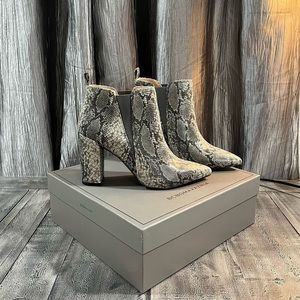BCBG MAXAZRIA grey snakeskin heeled Chelsea boot